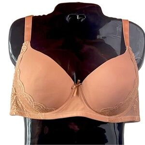 VADALALA Brown Lace Detail Underwire Padded Bra.
